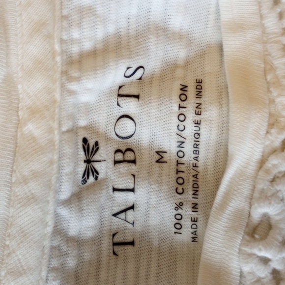 Talbots Womens Blouse Sz M Cream 100% Cotton 3/4 Sleeves Lace Detail Spring Cute - Picture 6 of 8